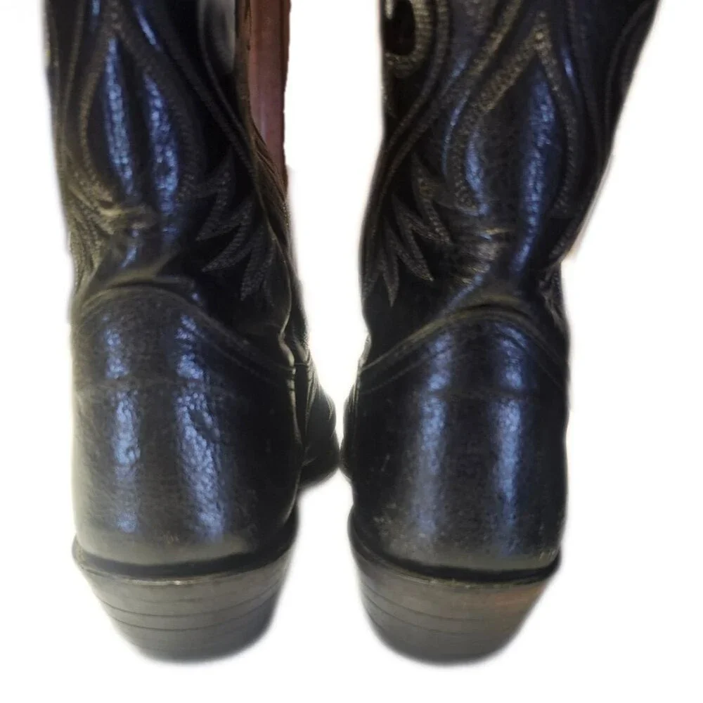 Nocona Men’s Vintage Cowboy Boots Black Leather Western Size 9.5 USA